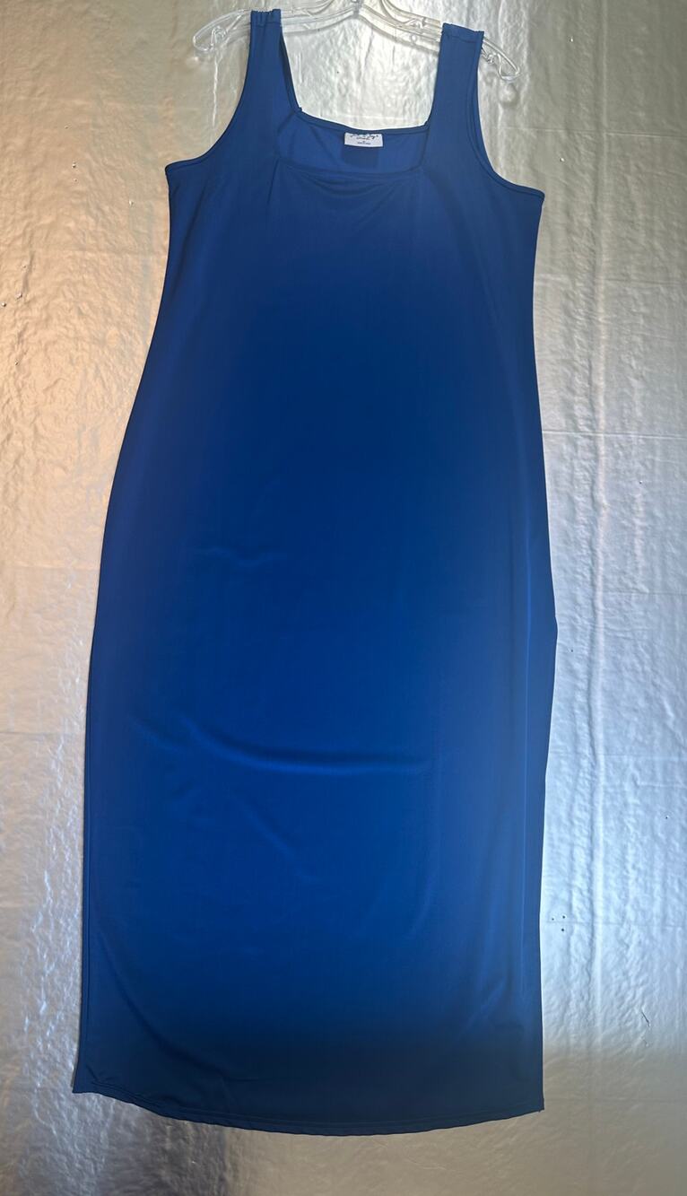 Jolie & Joy 2X Royal Blue Maxi Dress Sleeveless Side Slit Stretch